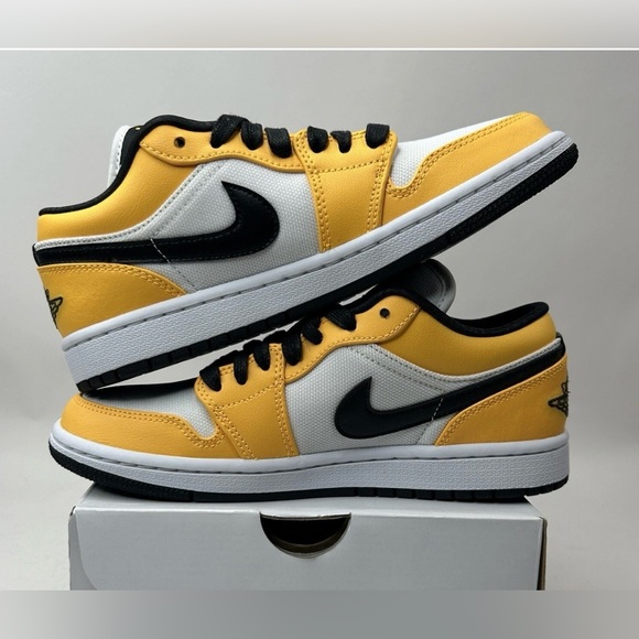 Nike Wms Air Jordan 1 Low “Laser Orange" Black and Yellow Sneakers - Size 8.5 - Picture 1 of 8
